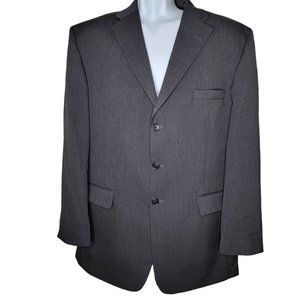 Haggar Black Label Sport Coat Jacket Blazer 44L Black 3-Button Lined Wool Blend